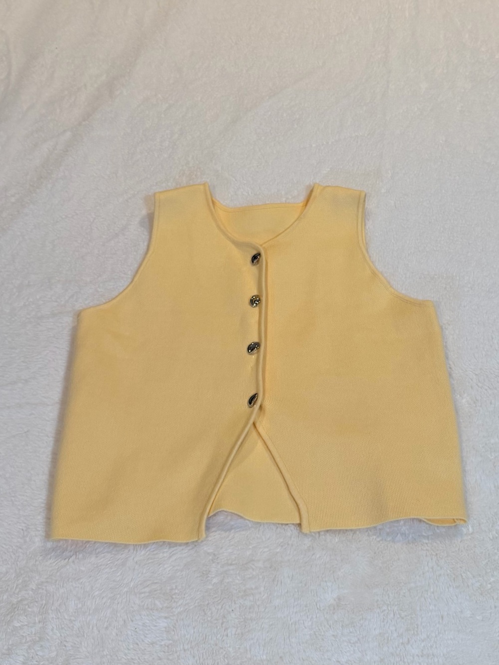 SHEIN Pale Yellow Button-Front Cropped Vest